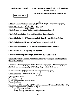 Đề thi chọn học sinh giỏi lớp 8 cấp trường môn thi Toán 8